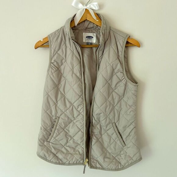 Old Navy Light Gray Puffer Zip Up Sleeveless Vest - Picture 1 of 3